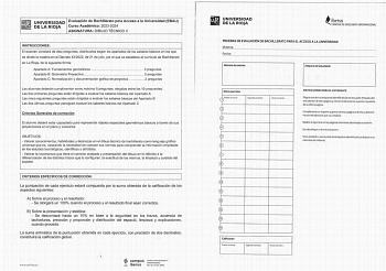 Examen de Dibujo Técnico II (EBAU de 2024)