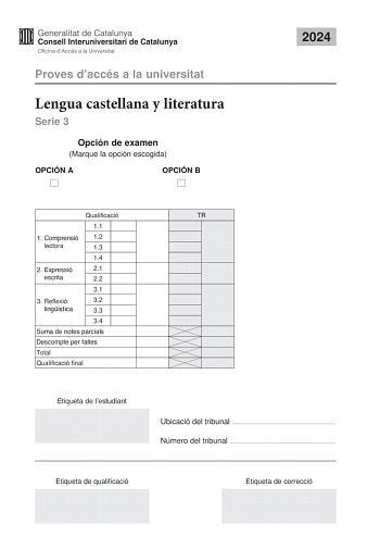 Examen de Lengua Castellana y Literatura (PAU de 2024)