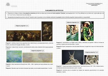 Prueba de evaluación de Bachillerato para el acceso a la Universidad EBAU CURSO 202324 FUNDAMENTOS ARTÍSTICOS  Responda en el pliego en blanco a las preguntas necesarias de entre las catorce que se proponen hasta completar 10 puntos Las preguntas de la 1 a la 10 se calificarán con un máximo de 1 punto cada una y de la 11 a la 14 con un máximo de 25 puntos cada una  Agrupaciones de preguntas que sumen más de 10 puntos o que no coincidan con las indicadas conllevarán la anulación de las últimas p…