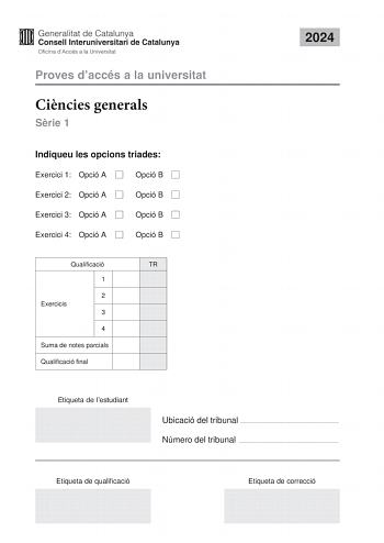 Examen de Ciencias Generales (PAU de 2024)