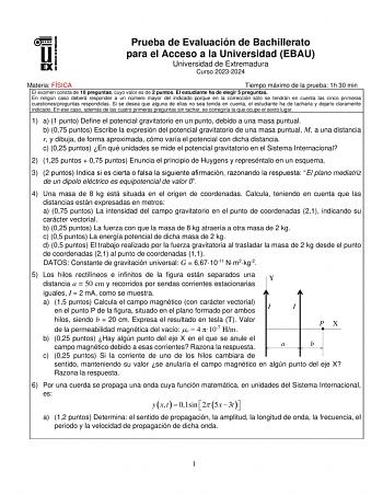 Examen de Física (EBAU de 2024)