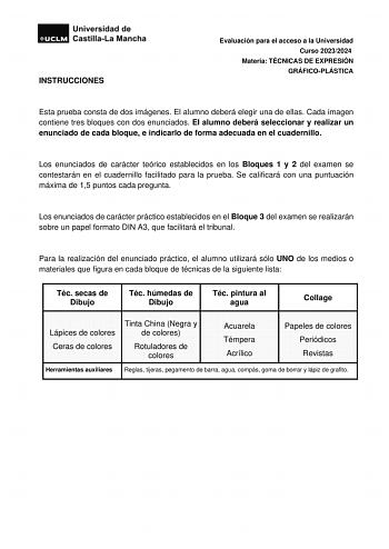 Examen de Técnicas de Expresión Gráfico Plástica (EvAU de 2024)