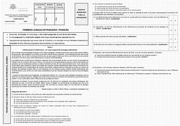 Examen de Francés (EBAU de 2024)