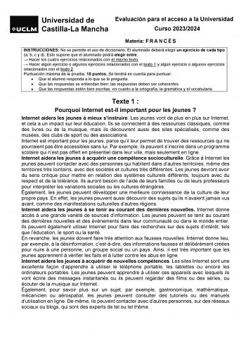 Examen de Francés (EvAU de 2024)