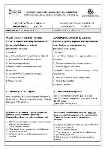 Examen de Análisis Musical (PAU de 2024)