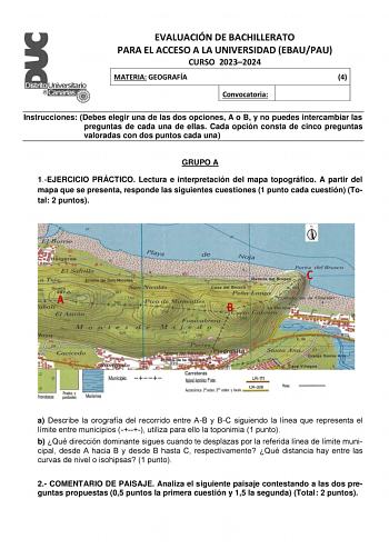 Examen de Geografía (EBAU de 2024)