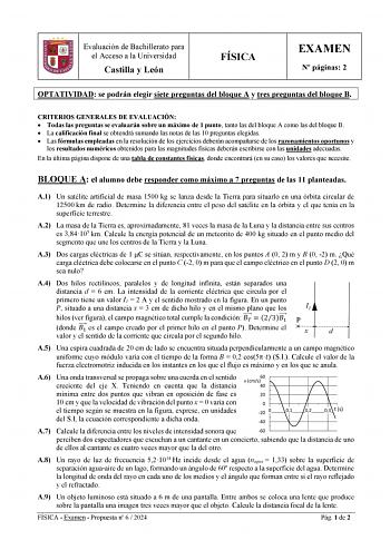 Examen de Física (EBAU de 2024)