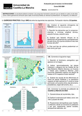 Examen de Geografía (EvAU de 2024)