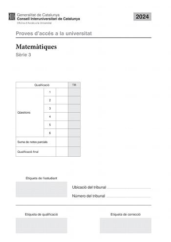 Examen de Matemáticas II (PAU de 2024)