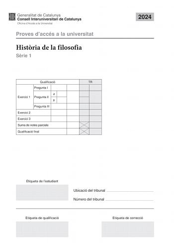 Examen de Historia de la Filosofía (PAU de 2024)