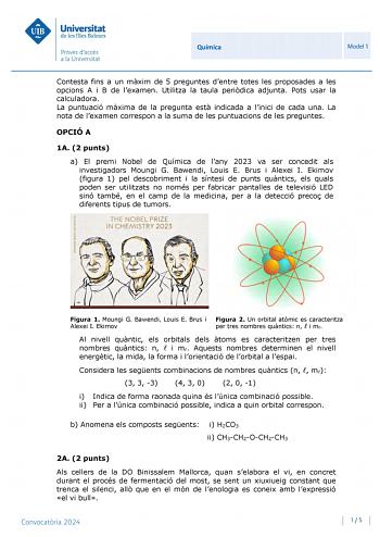 Examen de Química (PBAU de 2024)