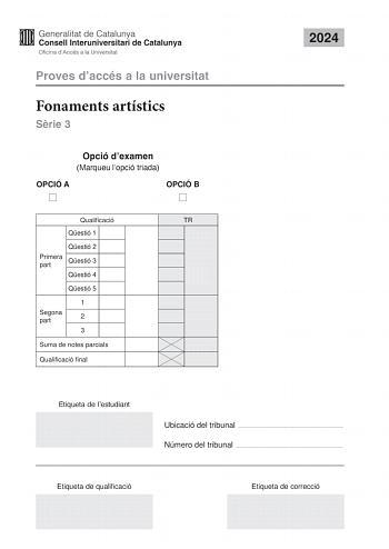 Examen de Fundamentos Artísticos (PAU de 2024)