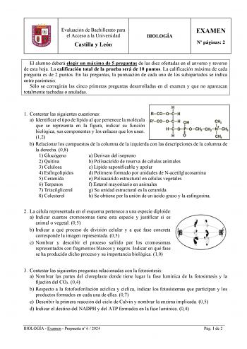 Examen de Biología (EBAU de 2024)