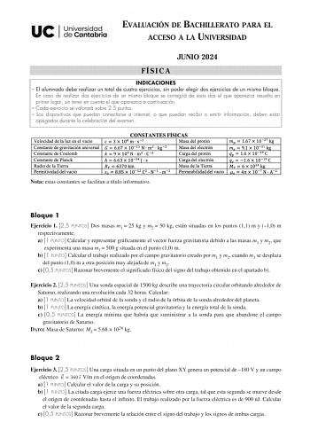 Examen de Física (EBAU de 2024)