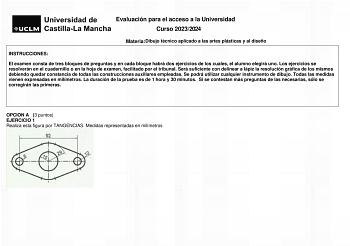 Examen de Dibujo Técnico Aplicado a las Artes Plásticas y al Diseño II (EvAU de 2024)