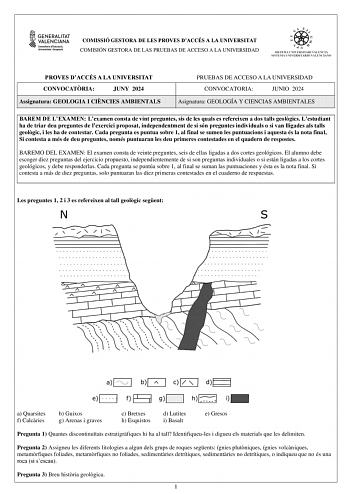 Examen de Geología (PAU de 2024)