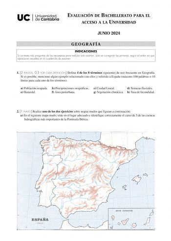 Examen de Geografía (EBAU de 2024)