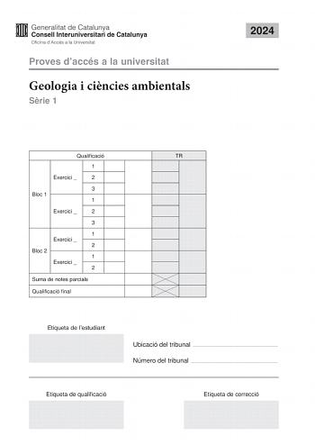 Examen de Geología (PAU de 2024)