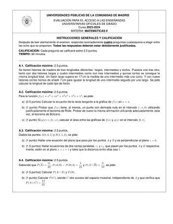 Examen de Matemáticas II (EvAU de 2024)