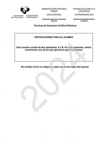 Examen de Técnicas de Expresión Gráfico Plástica (EAU de 2024)