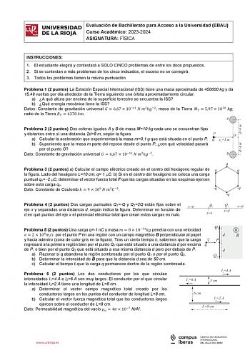 Examen de Física (EBAU de 2024)