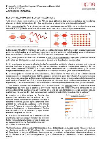 Examen de Biología (EvAU de 2024)