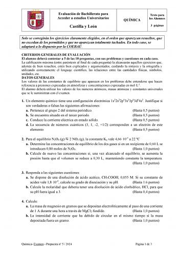 Examen de Química (EBAU de 2024)