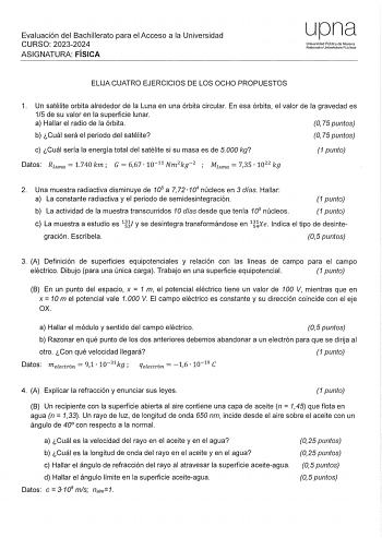 Examen de Física (EvAU de 2024)