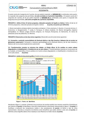 Examen de Geografía (ABAU de 2024)