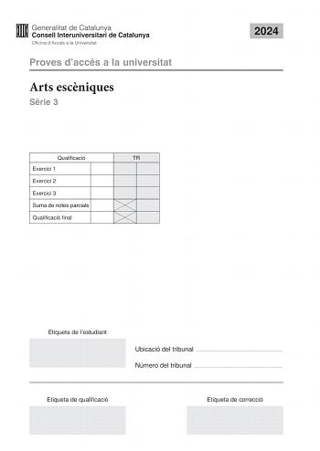 Examen de Artes Escénicas (PAU de 2024)