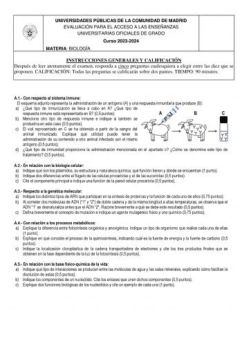 Examen de Biología (EvAU de 2024)