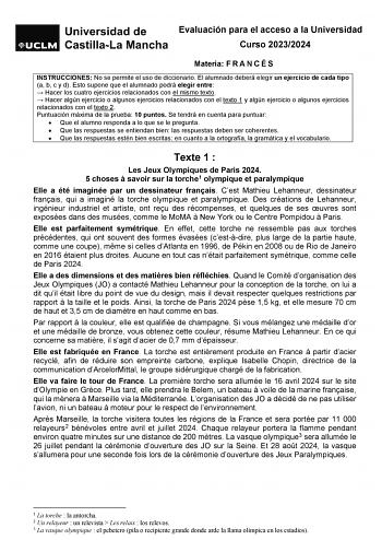 Examen de Francés (EvAU de 2024)