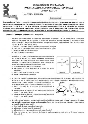 Examen de Biología (EBAU de 2024)