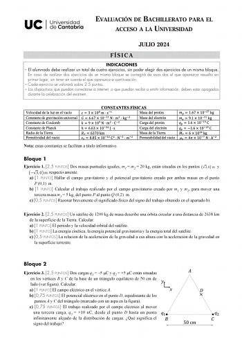 Examen de Física (EBAU de 2024)