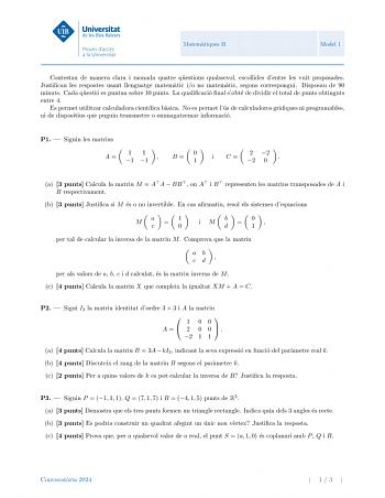 Examen de Matemáticas II (PBAU de 2024)