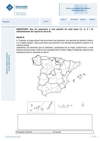 Examen de Geografía (PBAU de 2024)