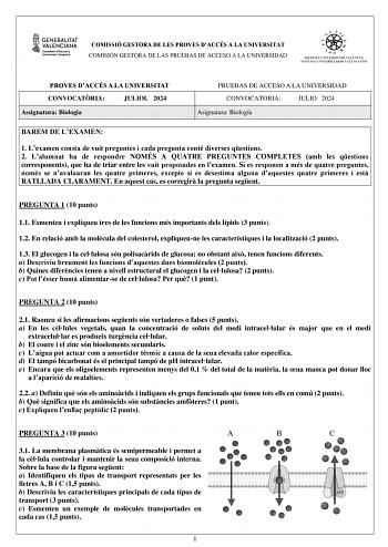 Examen de Biología (PAU de 2024)