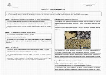 Examen de Geología y Ciencias Ambientales (EBAU de 2024)