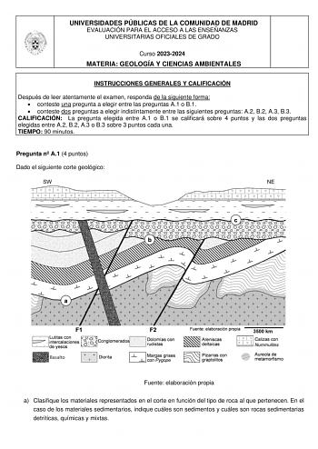 Examen de Geología (EvAU de 2024)