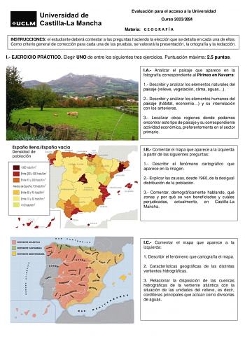 Examen de Geografía (EvAU de 2024)